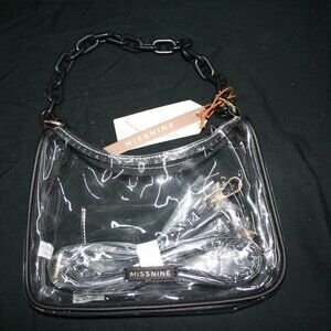 Missnine Clear Purse with shoulder strap and chain handle with dust bag